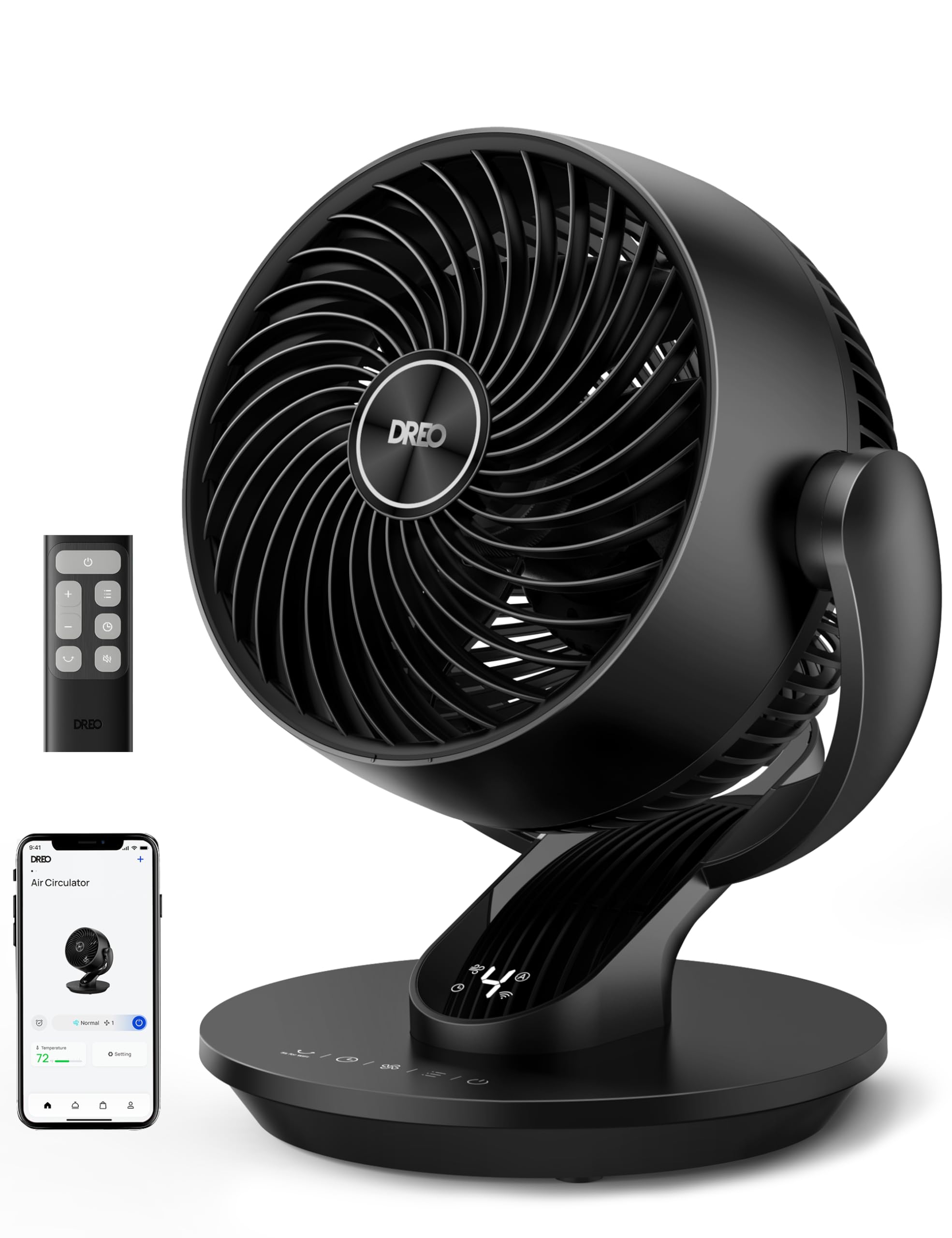 DREO smart fan bedroom coverage shows full-room airflow for even cooling.