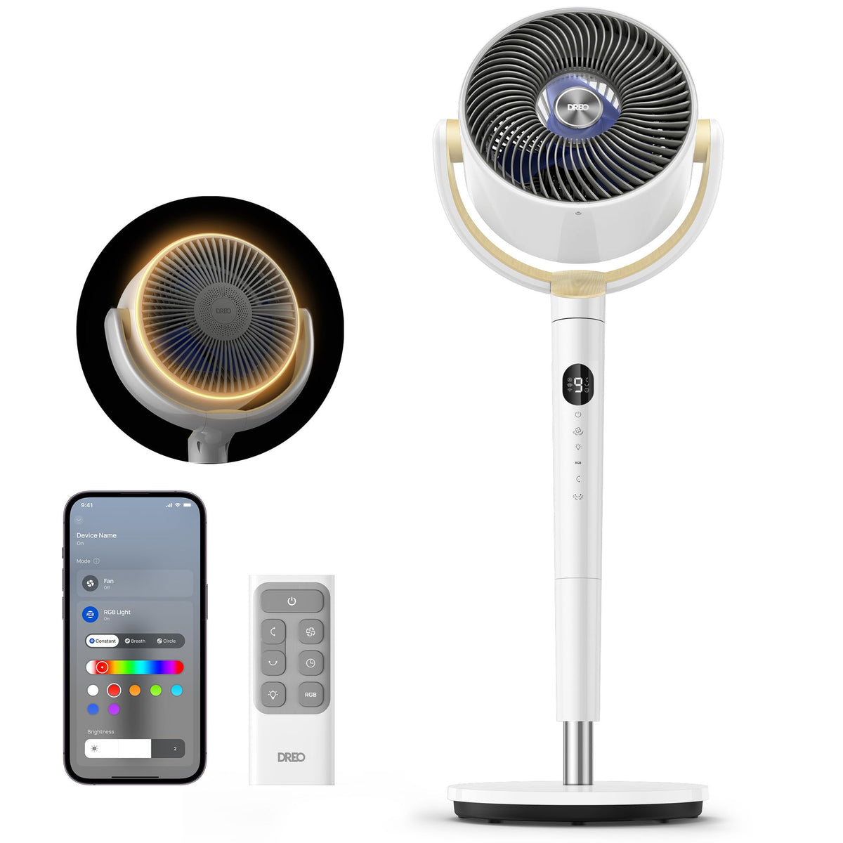 DREO smart fan bedroom omni-oscillation evenly cools the room.