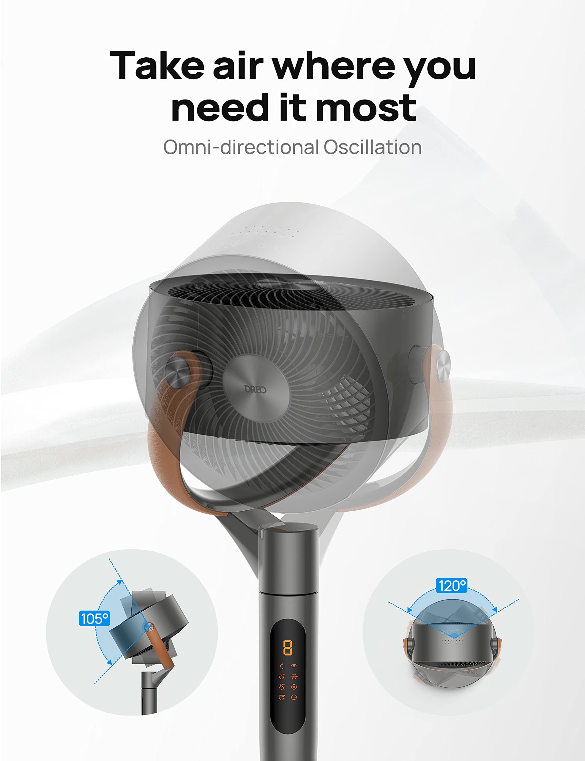 DREO Smart Fan brushless DC motor delivers quiet airflow
