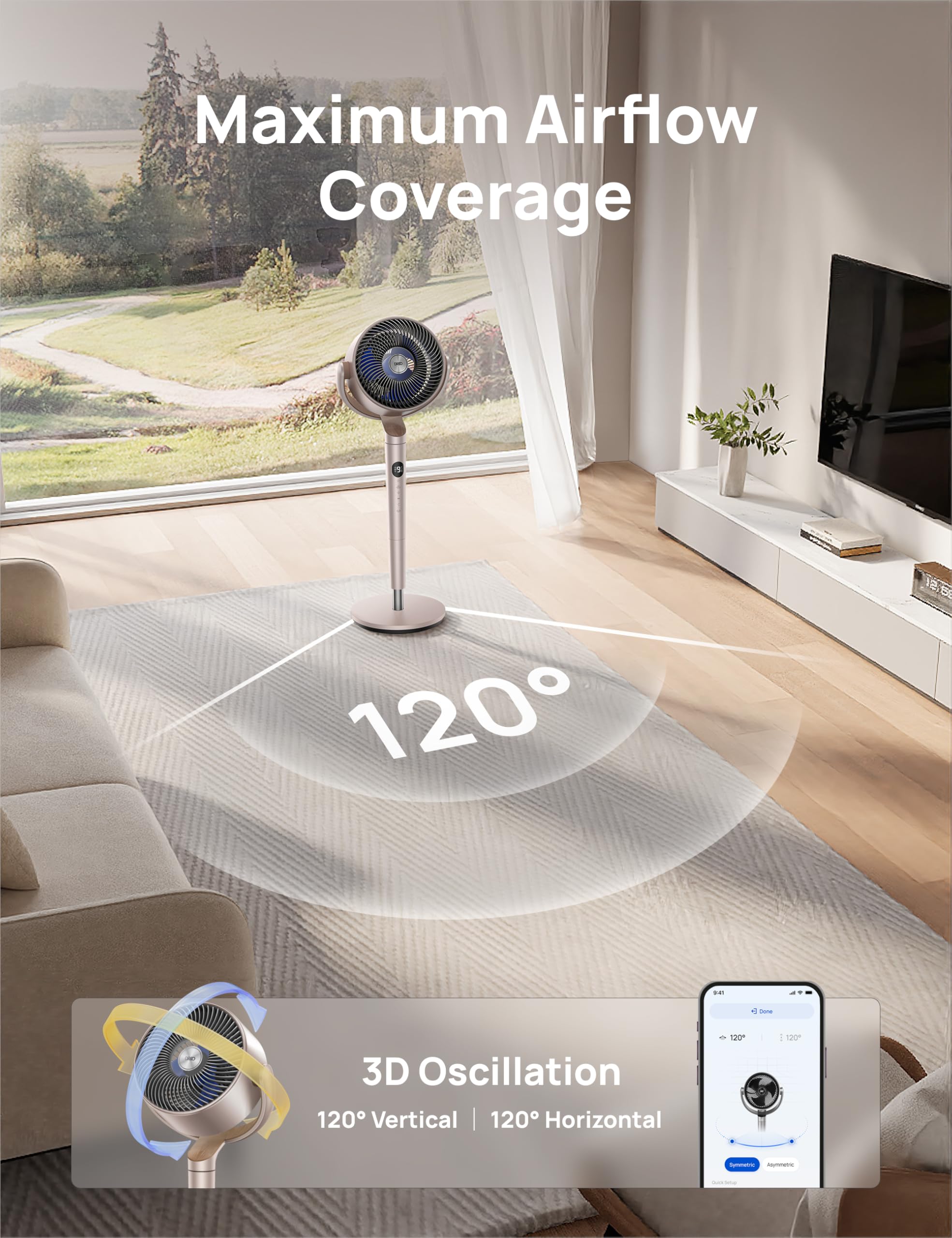 DREO floorstanding 40-inch design provides powerful airflow for larger bedrooms.
