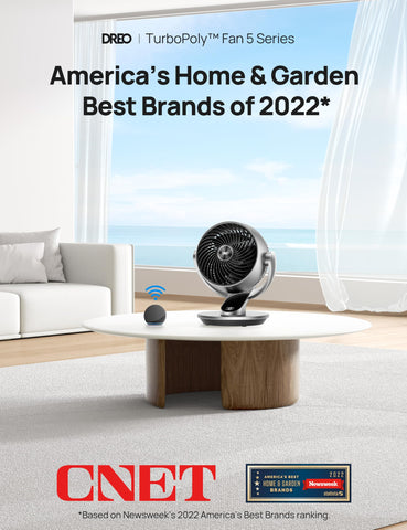 DREO remote control compatible smart fan enabling easy airflow adjustments