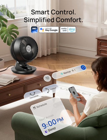 DREO timer and memory features customize cooling schedules.