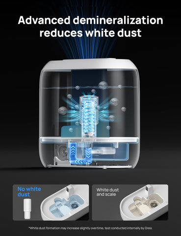 DREO humidifier mist output visual for rapid humidity
