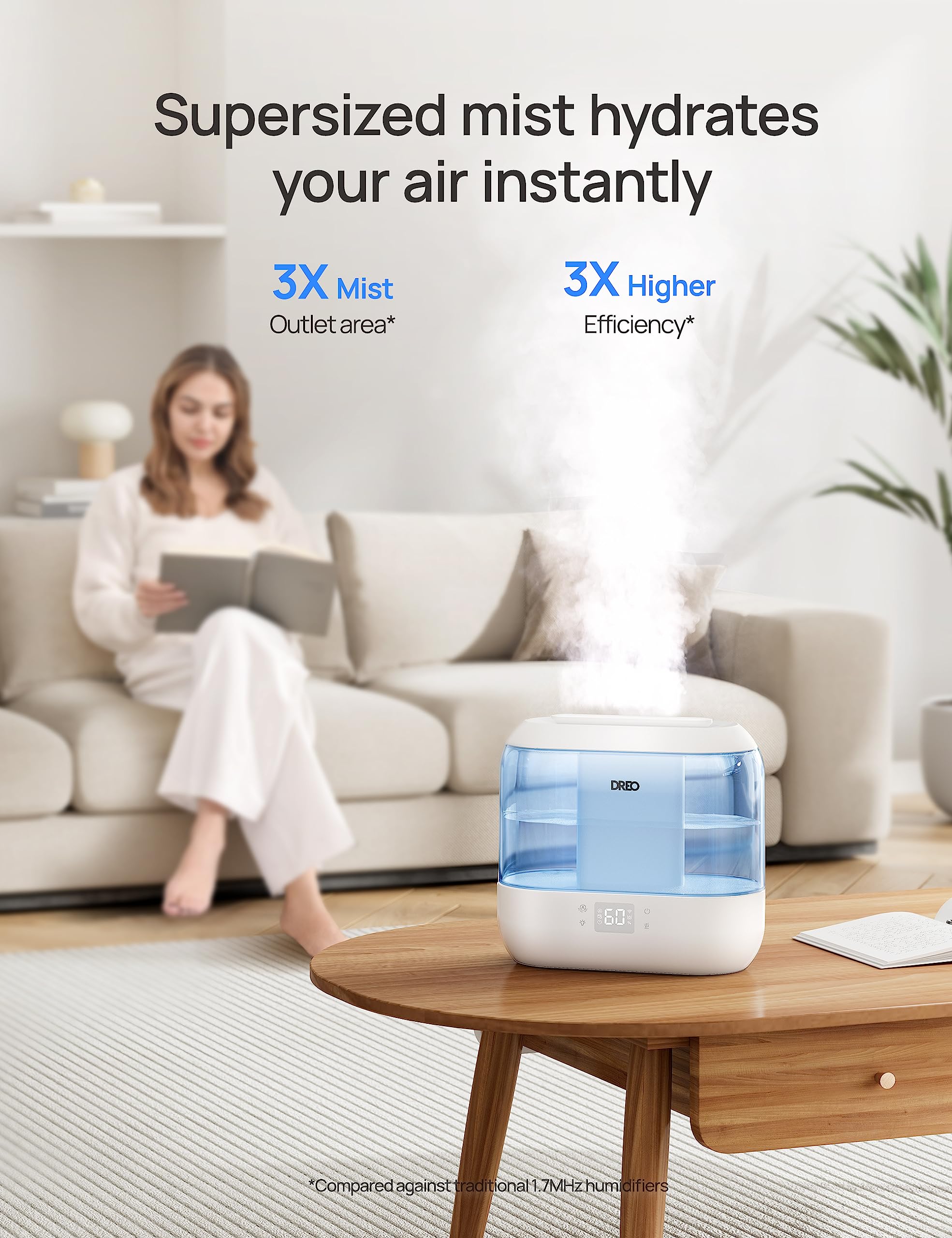 Tiltable 30-degree nozzle directing mist in a room