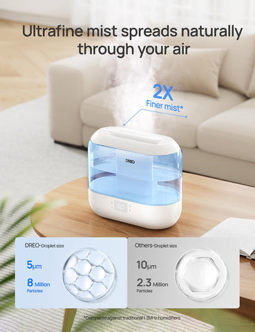 4L water tank on DREO humidifier with clean design