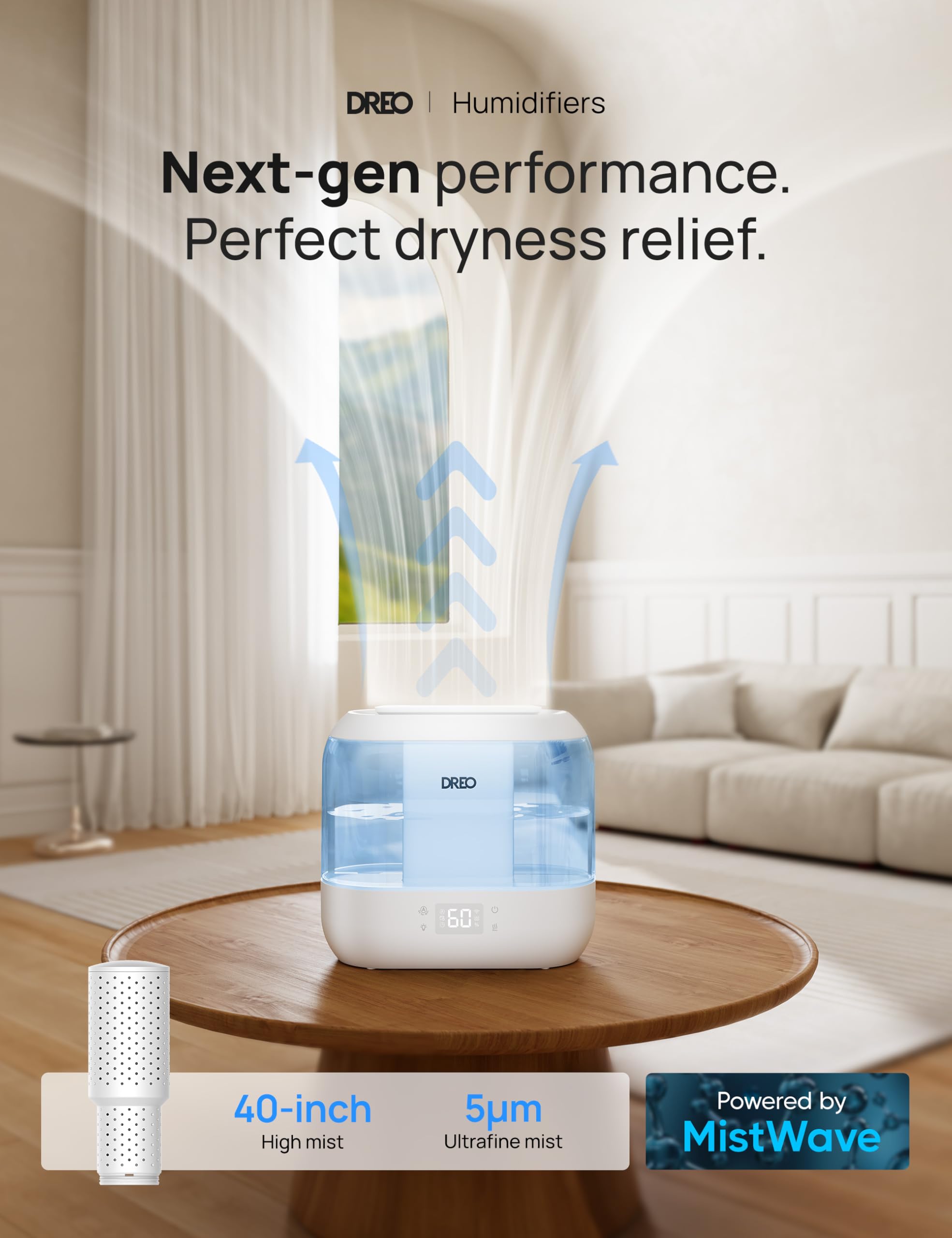 Top-fill opening of DREO humidifier for easy refills