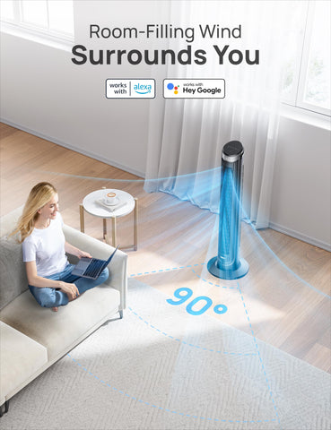 DREO remote control image demonstrates convenient hands free operation