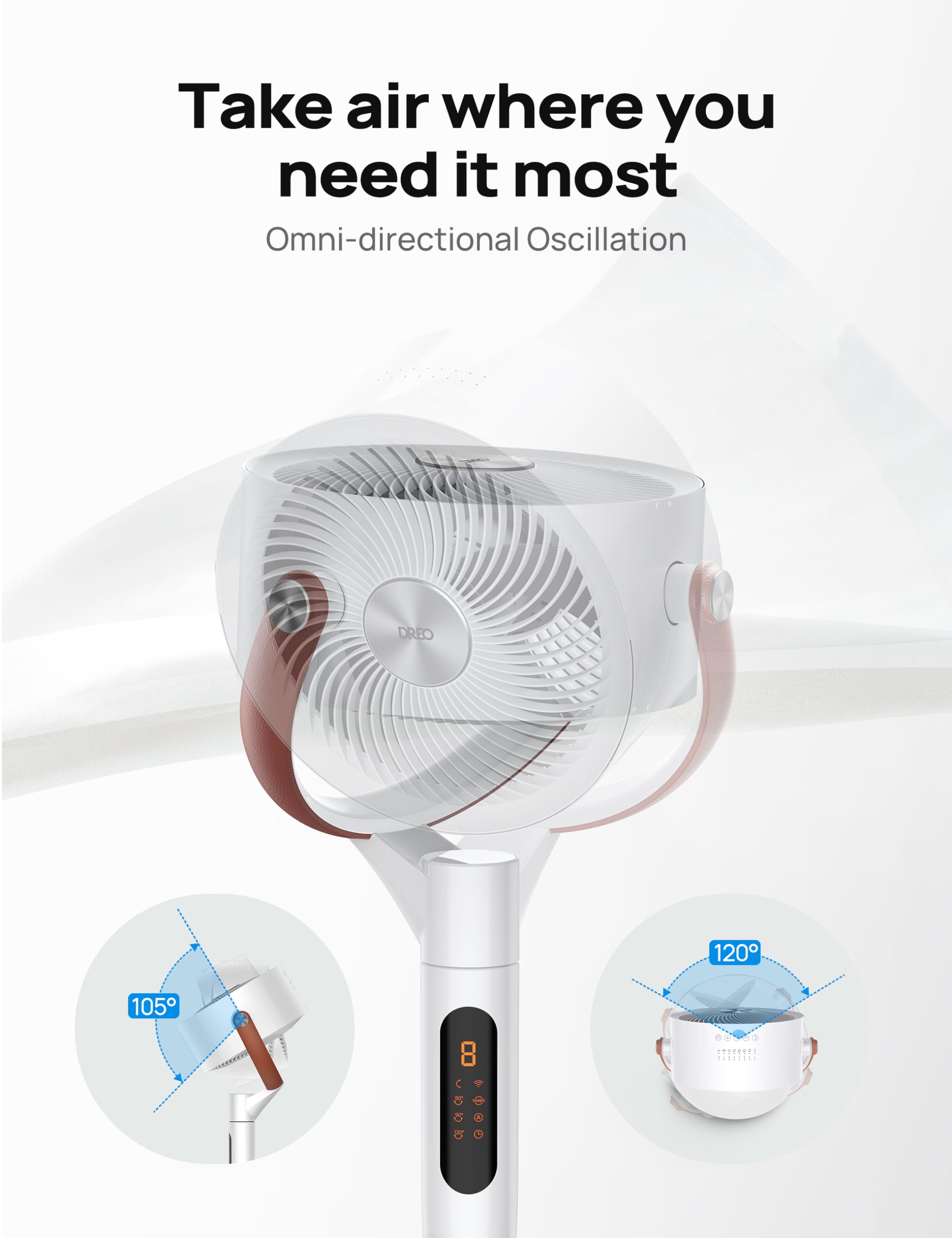 DREO smart control via phone and voice assistant for easy, hands-free adjustments.