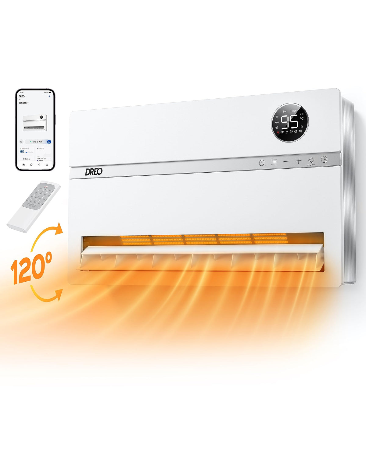 Dreo WH719S with 120-degree oscillation heats a room evenly.