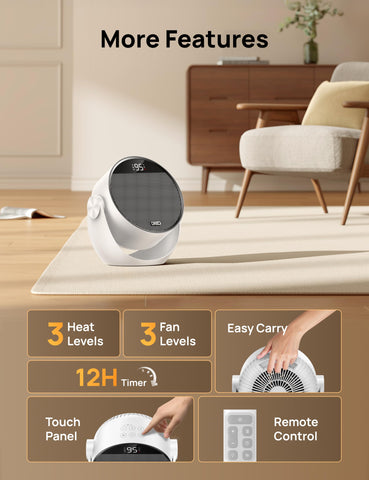 DREO bedroom setup shows cozy warmth without noise or disturbance
