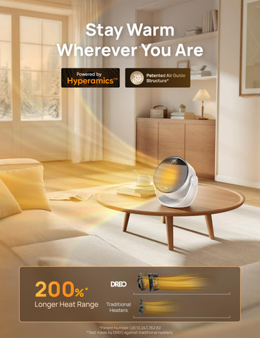 DREO thermostat display highlights precise temperature control for comfortable surroundings