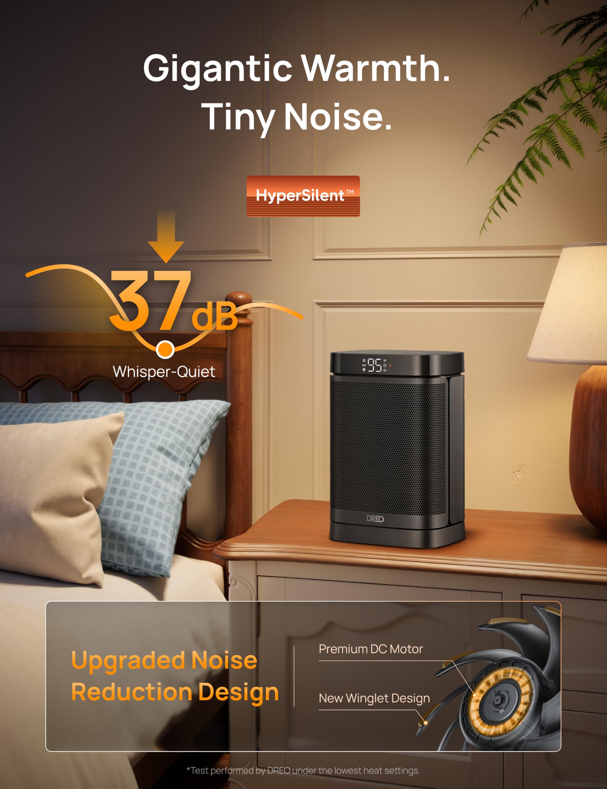DREO space heater 70-degree oscillation blankets the room evenly