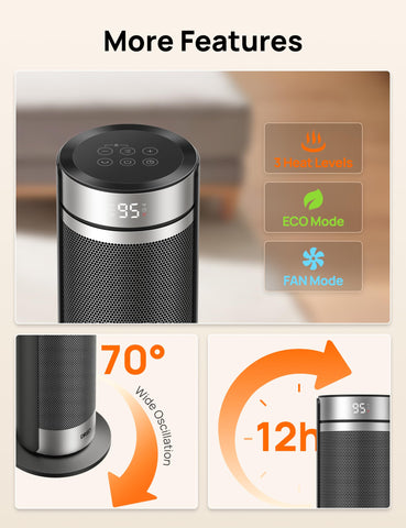DREO cool-touch housing stays safe to touch.