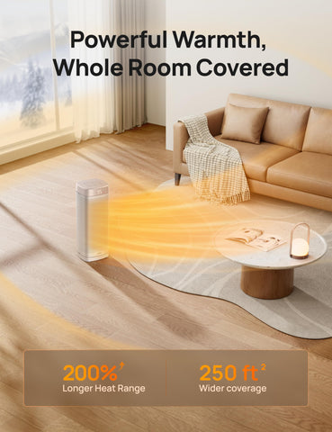 DREO 1500W fast-heat heater in action for rapid comfort