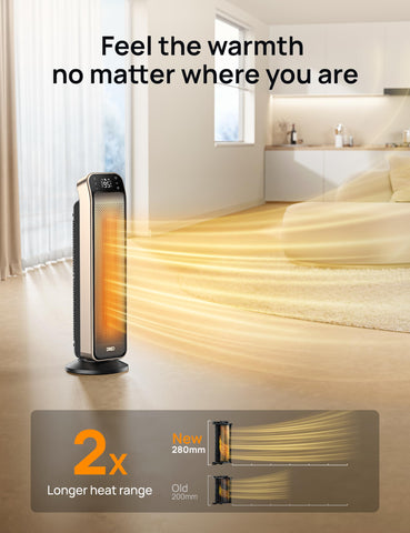 DREO space heater indoor thermostat display helps set precise comfort