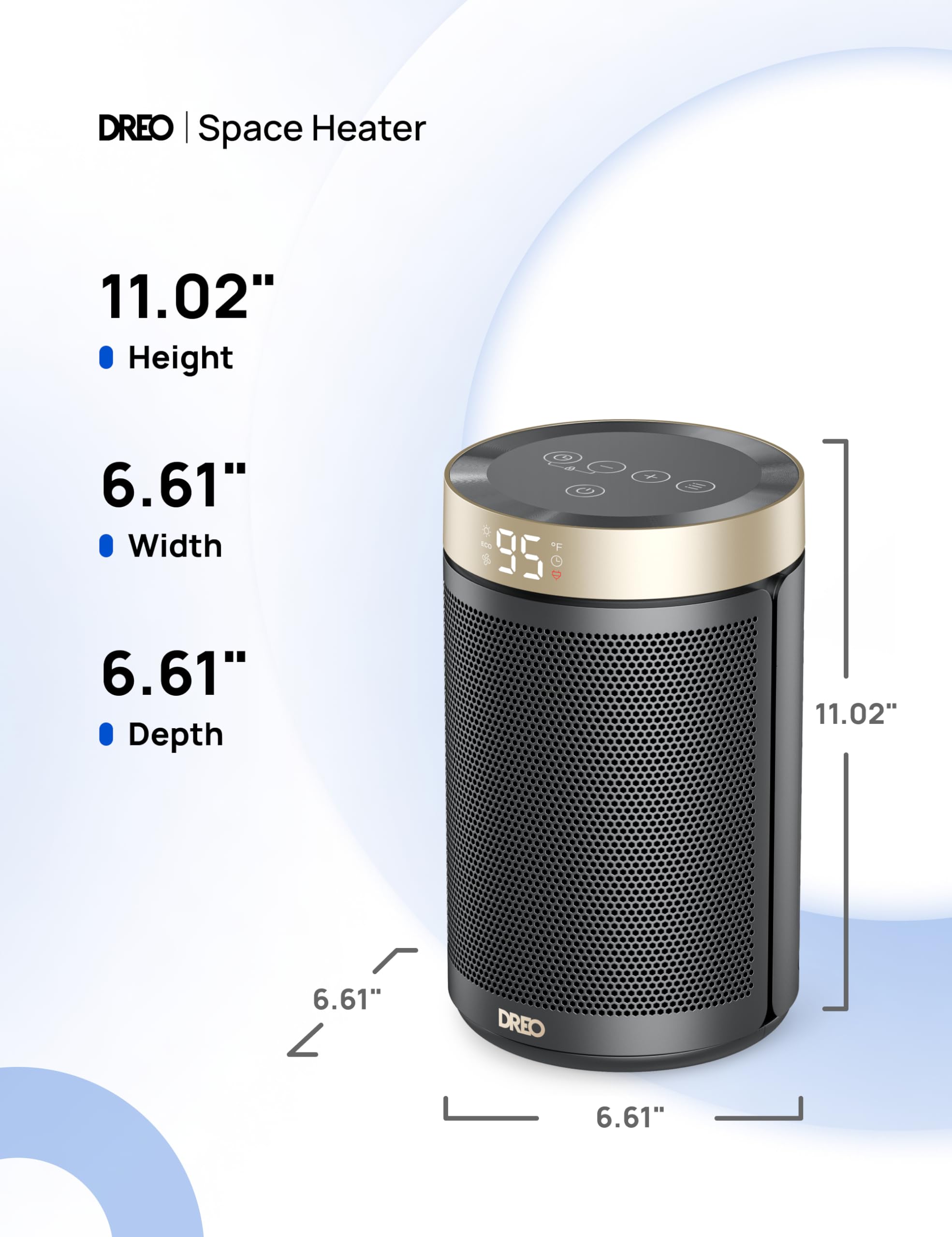 DREO space heater safety design with ETL certified components.