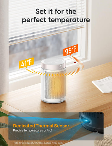 DREO Space Heater tilt-sensor protection enhances tip-overs safety