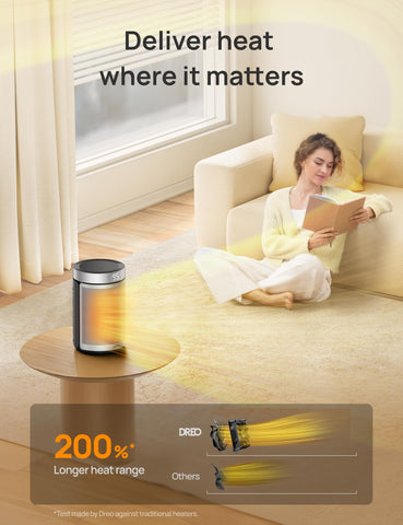 DREO space heater tilt sensor provides reliable tip-over safety.