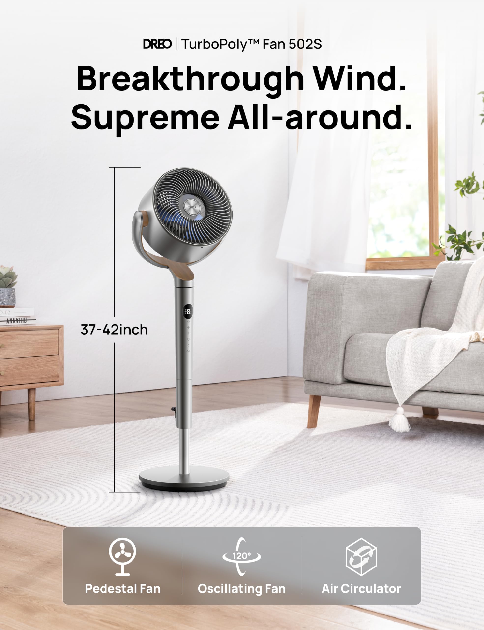 DREO fan with remote and Wi‑Fi setup ready for smart control