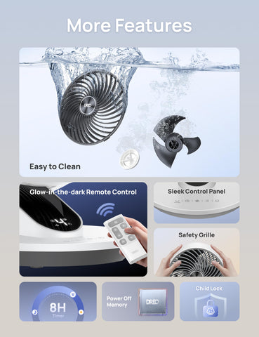DREO tilt and oscillation provide precise direction for cooling comfort.