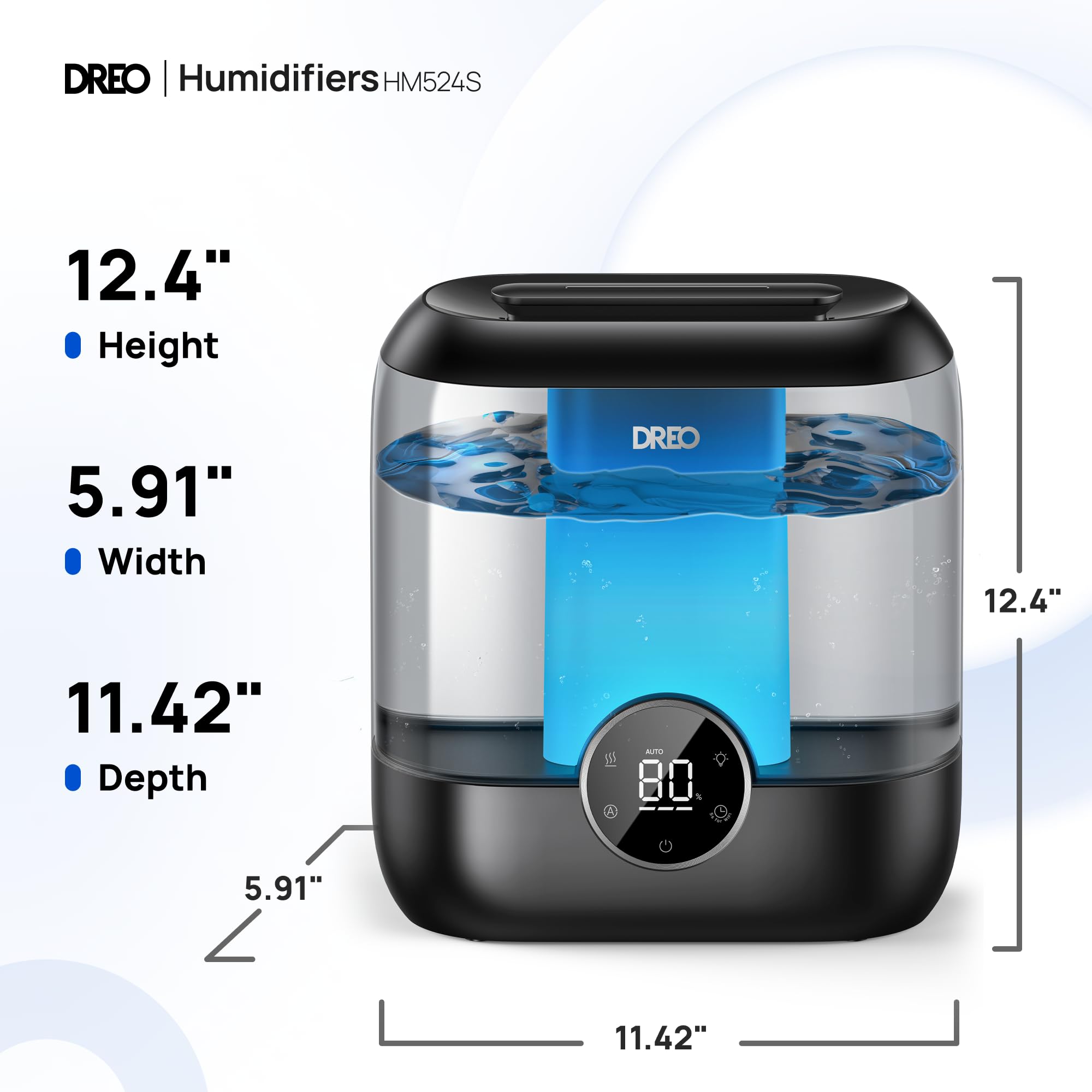 DREO 6L tank enables long runtime with minimal refills.