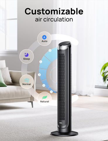 DREO tower fan 12-hour timer for automatic shut-off