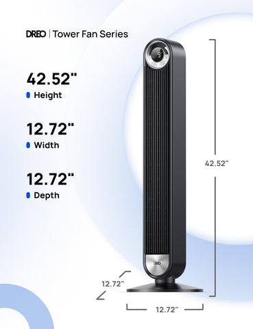 DREO tower fan 12h timer on display helps schedule cooling