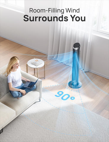 DREO tower fan offers 5 speeds and 4 modes for versatile cooling