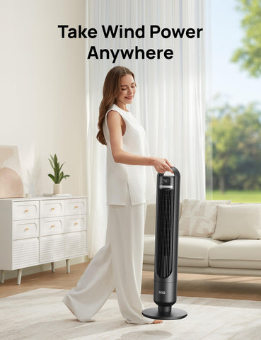 DREO Tower Fan with 8 hour timer for automatic cooling