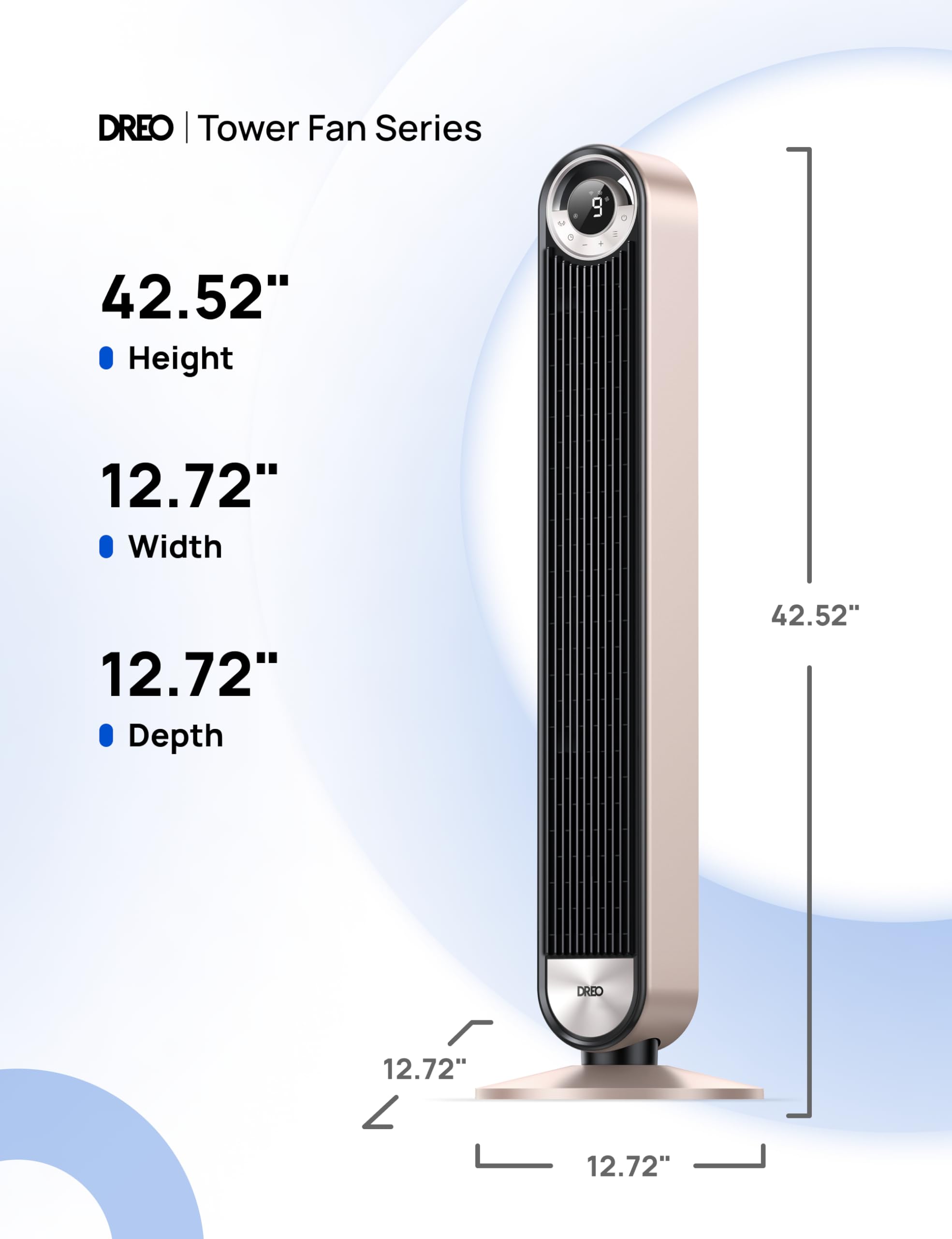 Nine adjustable speeds provide tailored airflow for any room