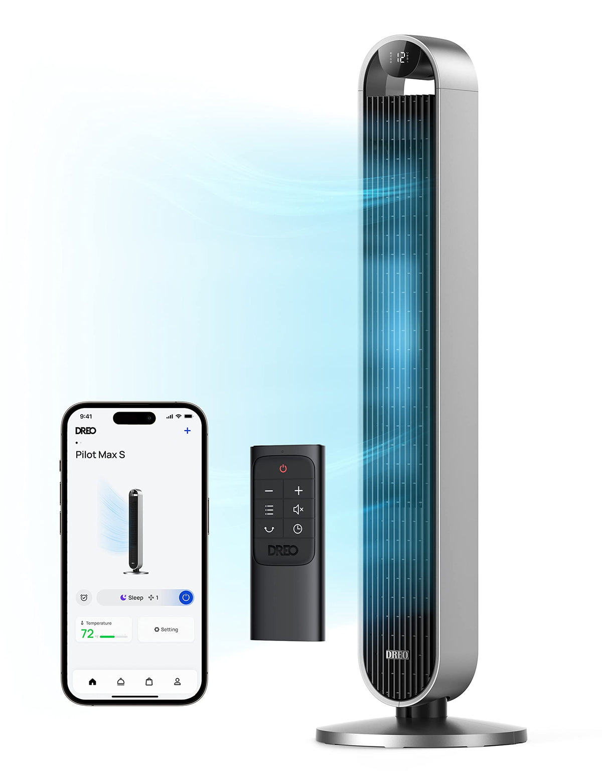 DREO tower fan in a bedroom delivering whisper-quiet cooling for a peaceful night.