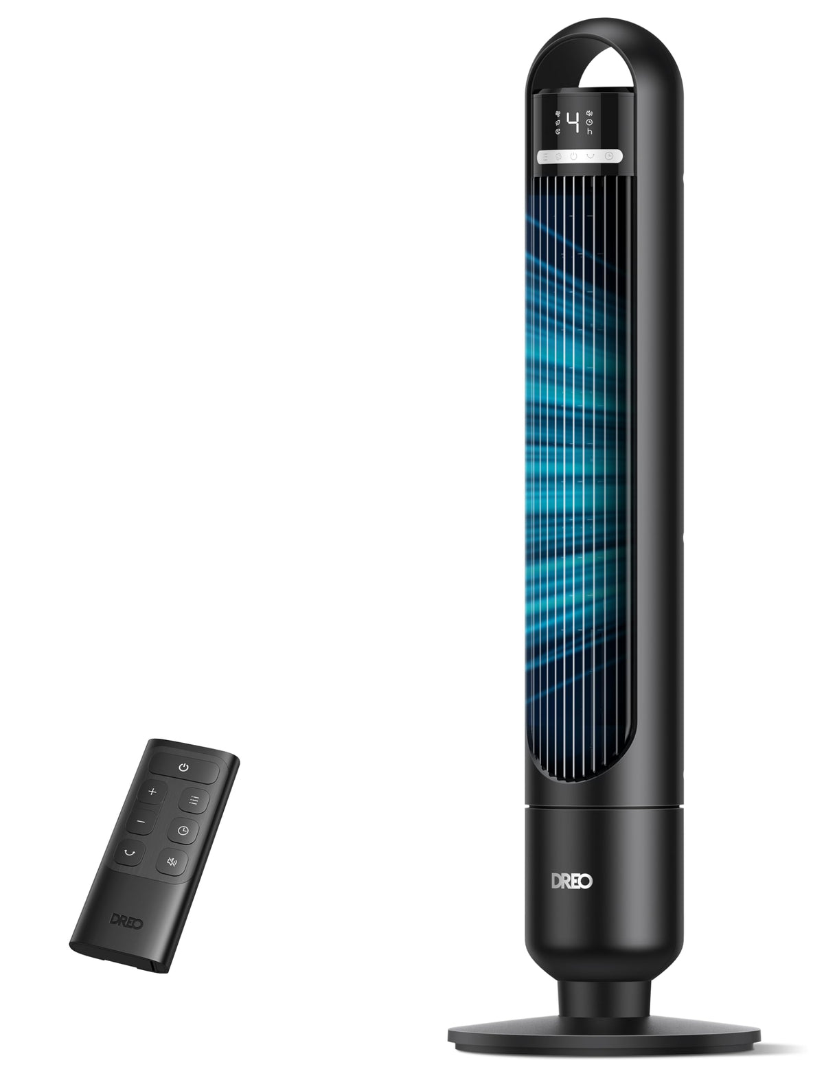 DREO Tower Fan in bedroom with 90 degree oscillation for even cooling