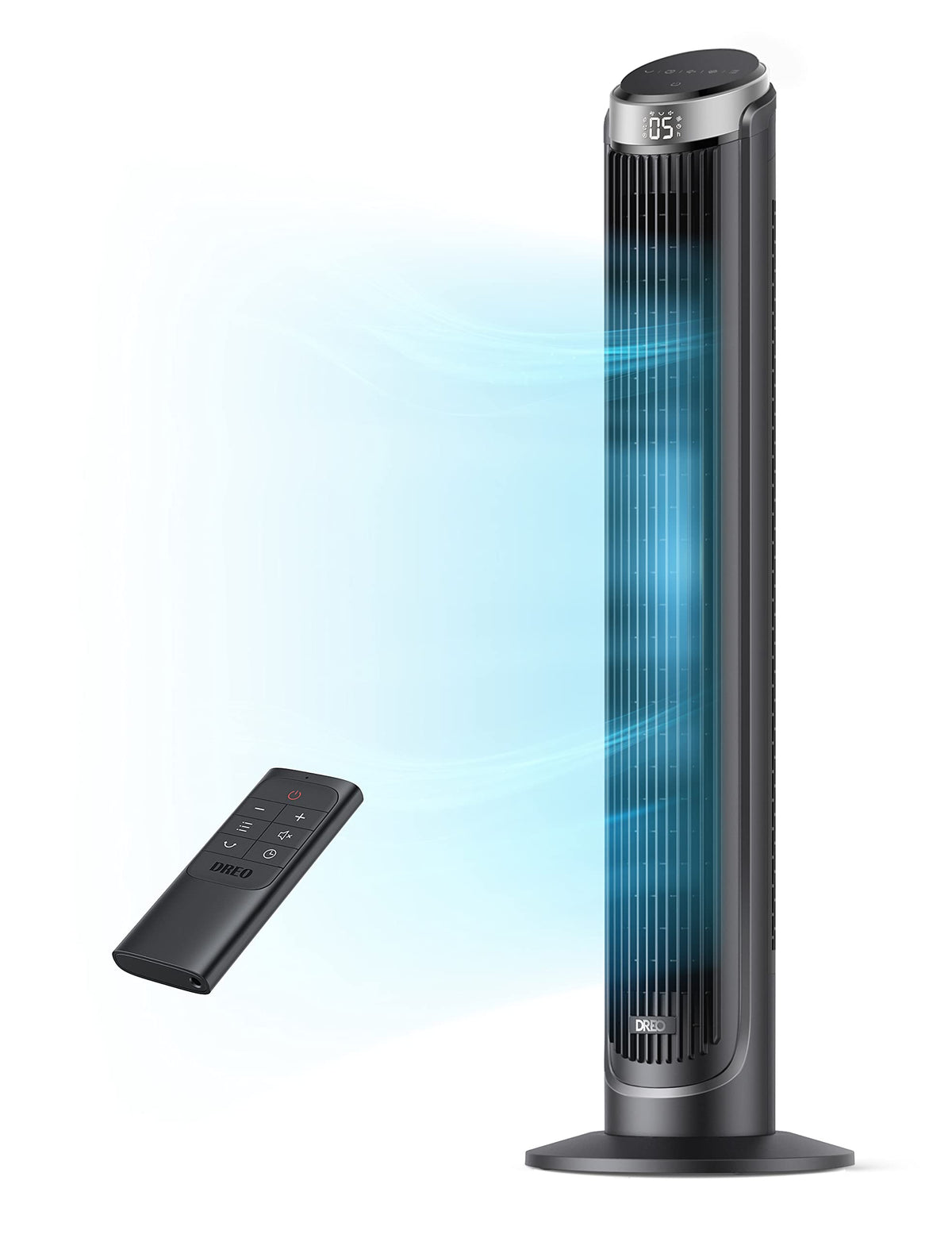 DREO tower fan in the bedroom delivering quiet air for a peaceful night