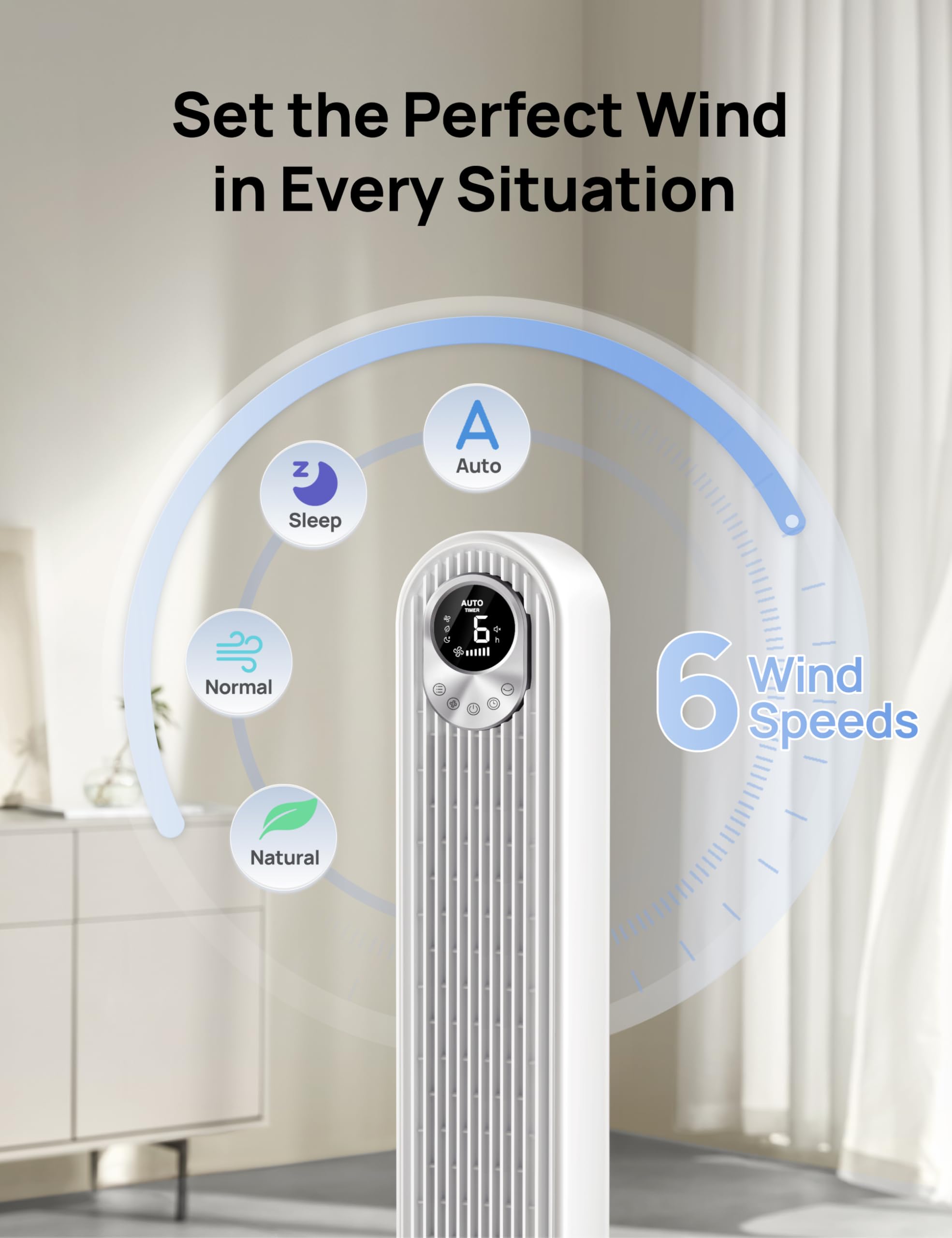 DREO bladeless design with smooth airflow and quiet operation