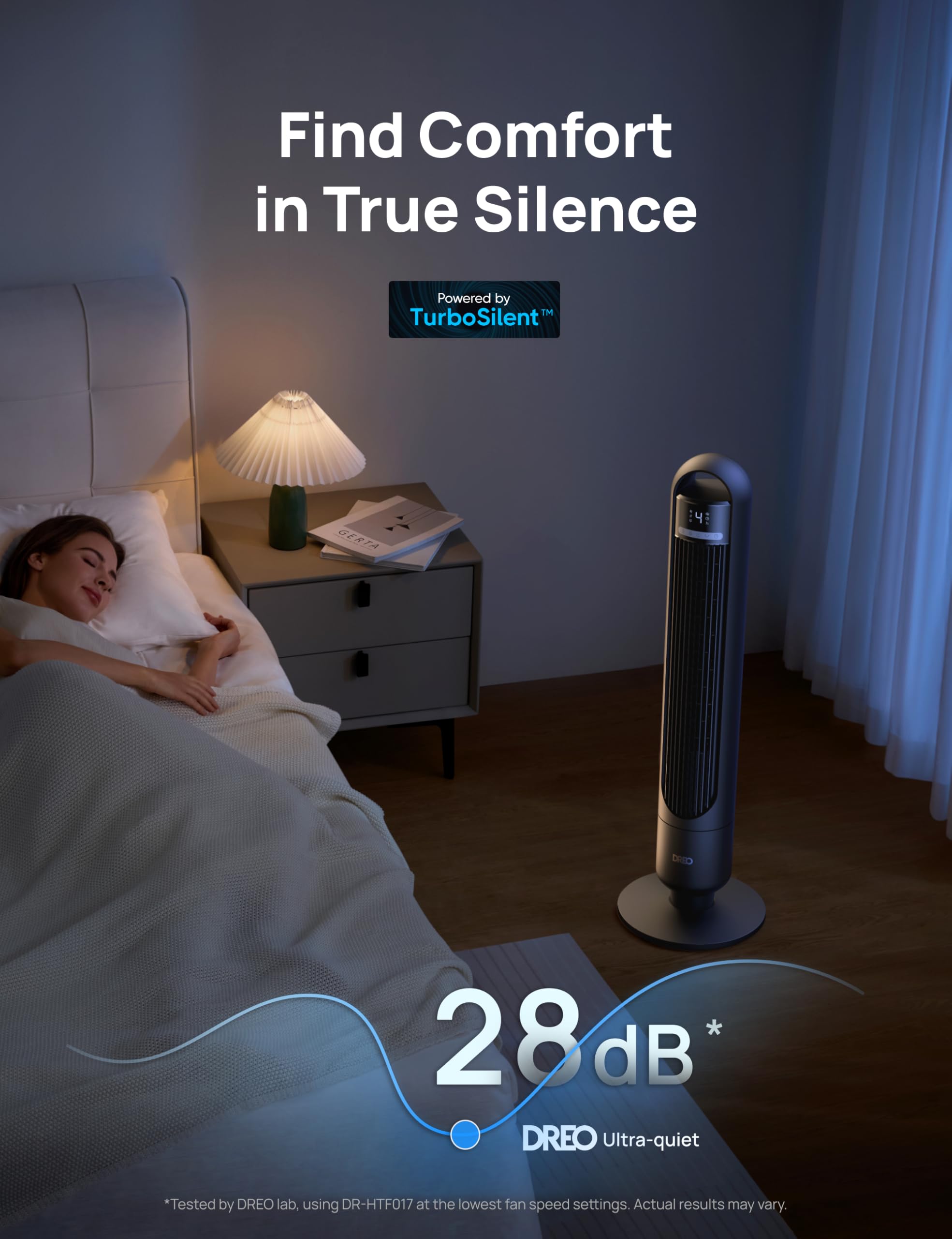 DREO Tower Fan compact sleek design fits small spaces