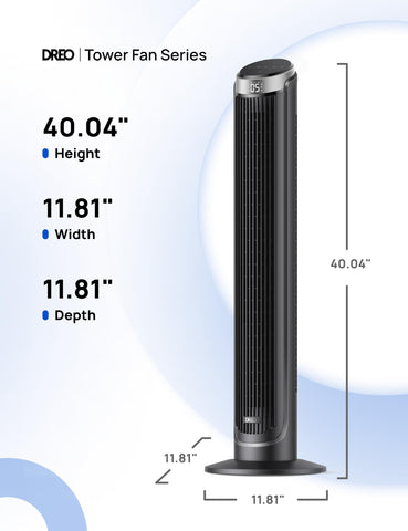 DREO tower fan portable base with handle for easy relocation