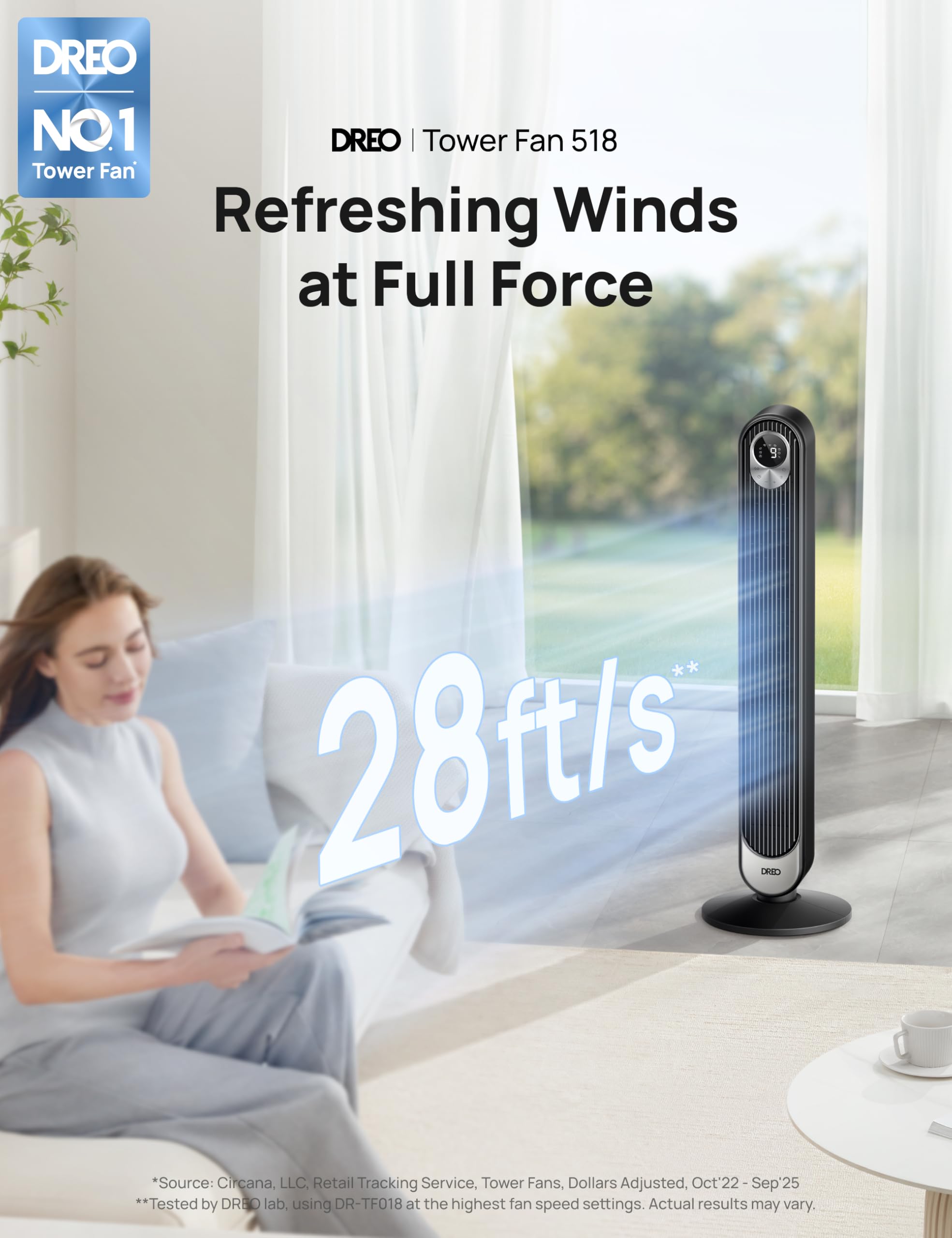 DREO remote control enables easy adjustments from bed.
