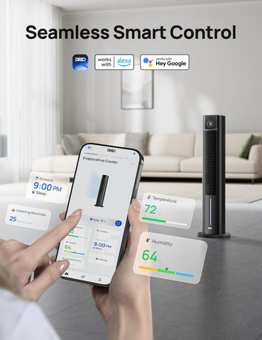 DREO quiet operation keeps bedrooms peaceful during night.