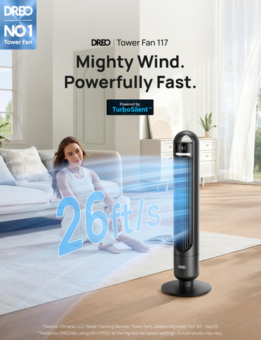 DREO Tower Fan remote control for convenient adjustments