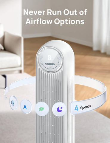 DREO tower fan remote control in use for convenient room-wide operation