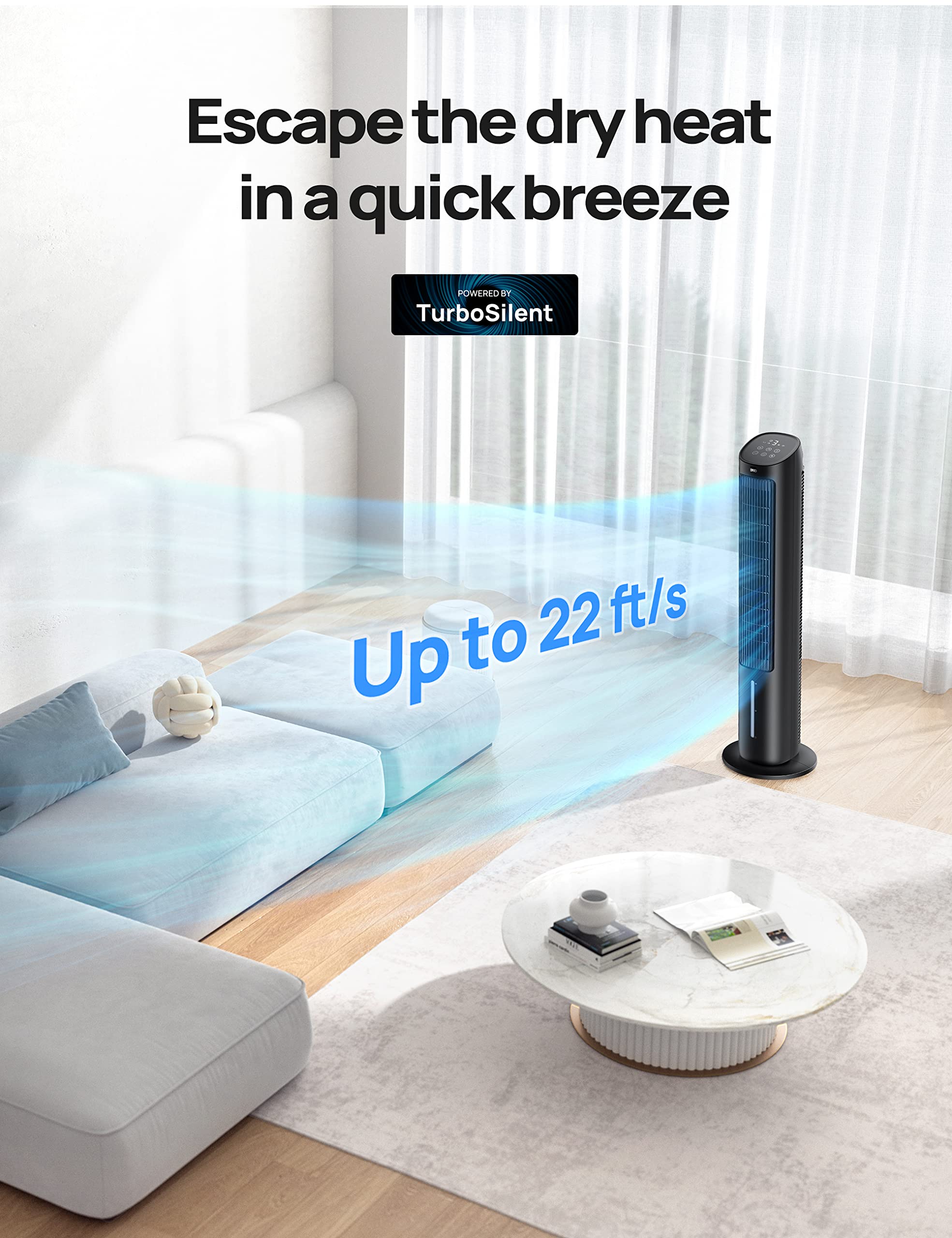 Dreo tower fan removable water tank for quick refills