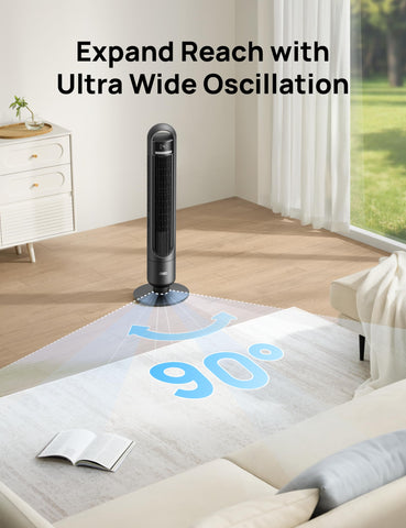 DREO Tower Fan delivers strong airflow at 26 ft/s for quick relief