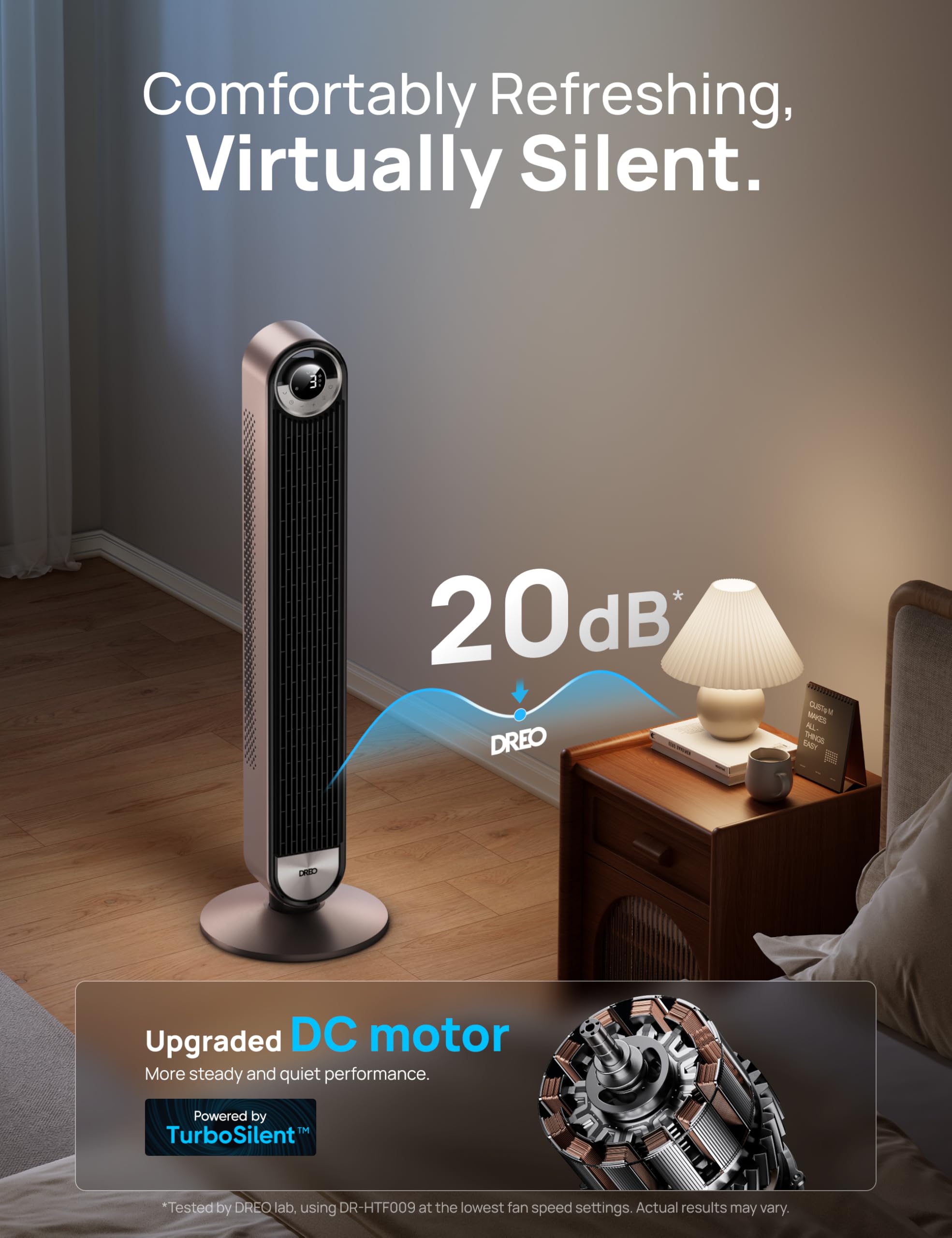 DREO fan responding to voice and app commands for easy control