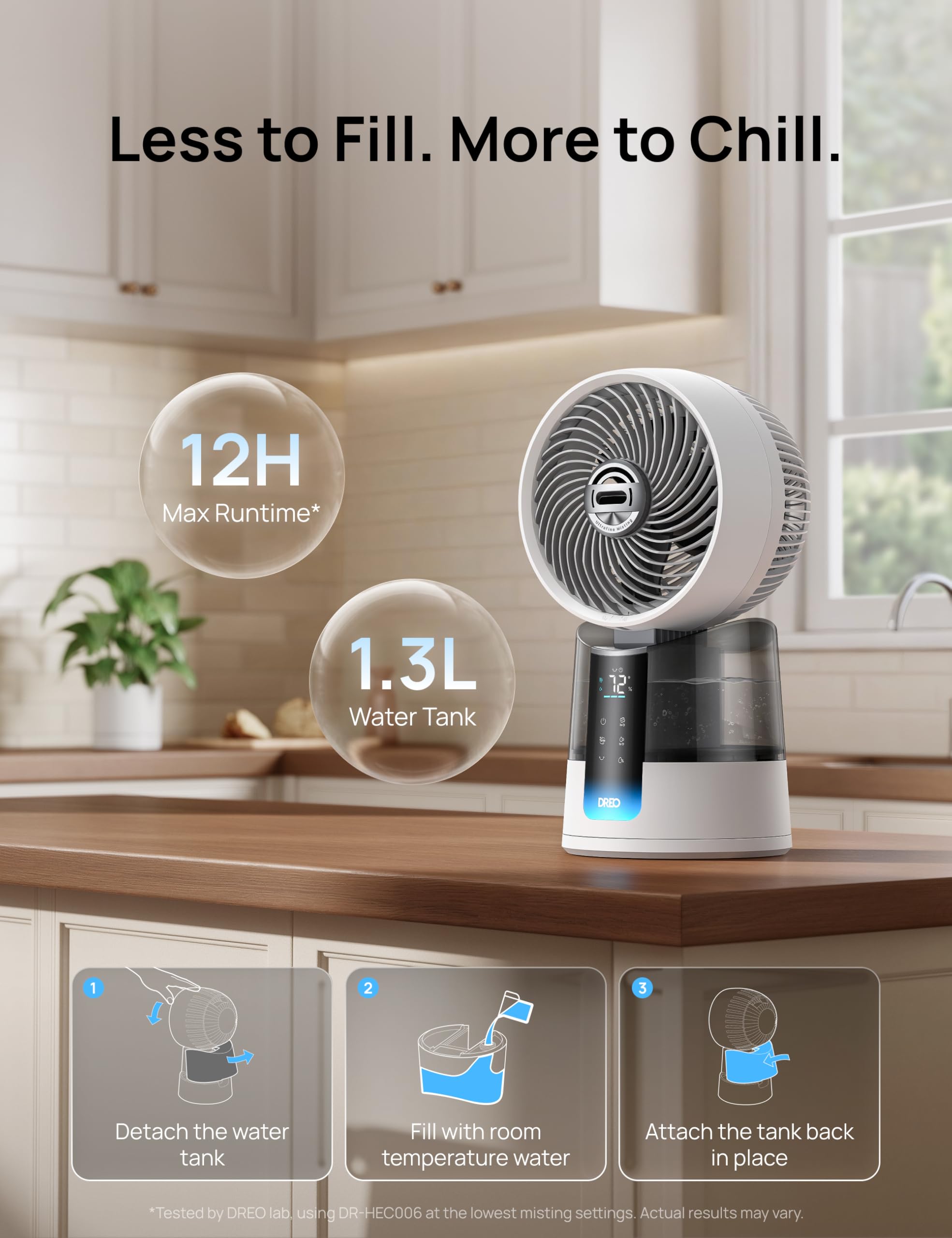DREO TurboCool Misting Fan omni-directional oscillation directs airflow