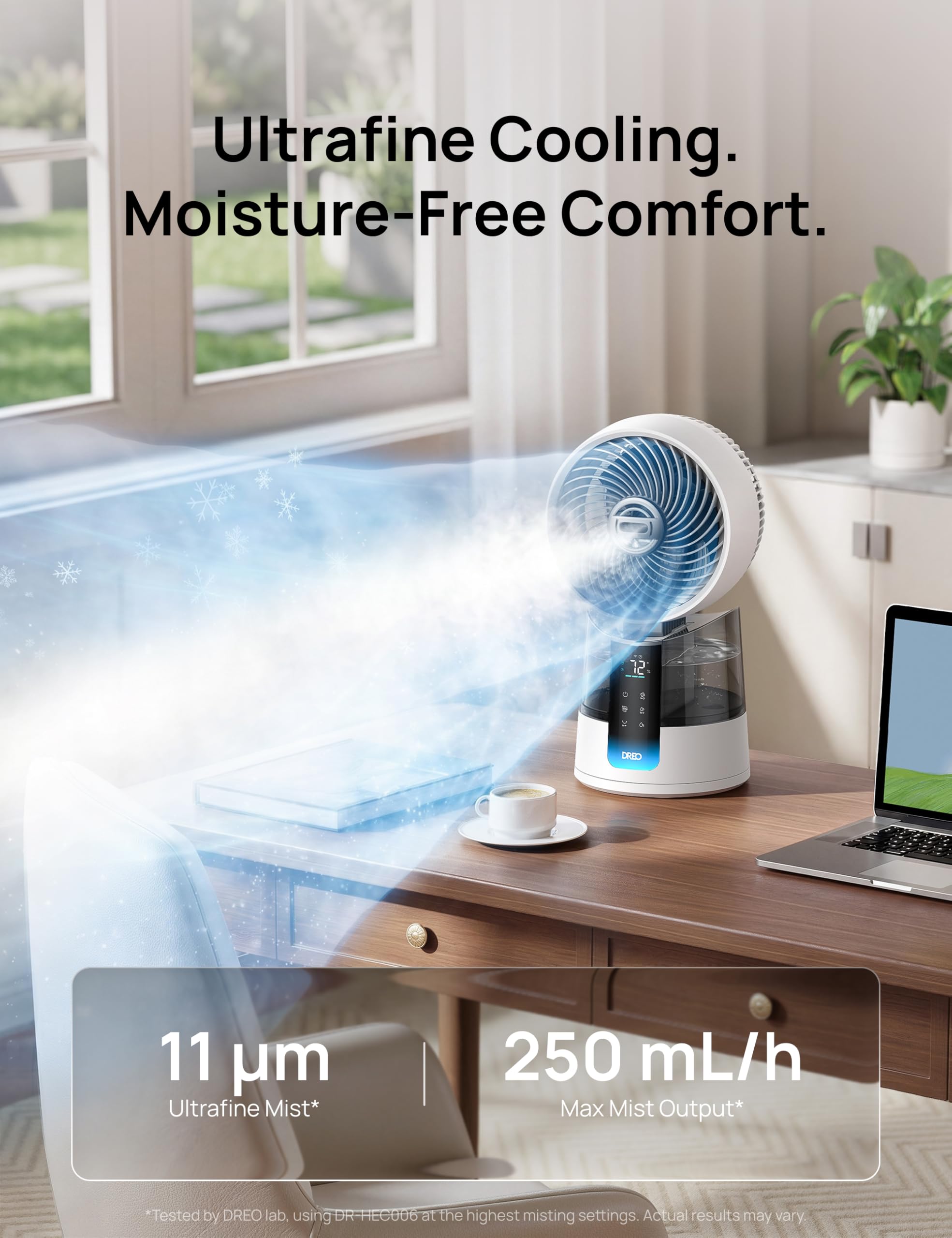 DREO TurboCool Misting Fan remote control for easy adjustments