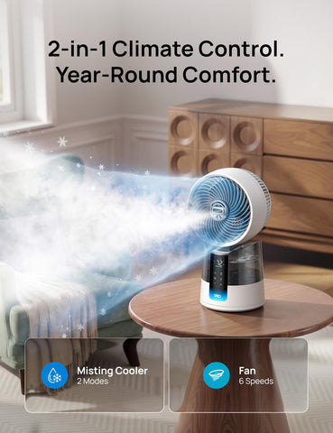 DREO TurboCool Misting Fan whisper-quiet operation for focused work