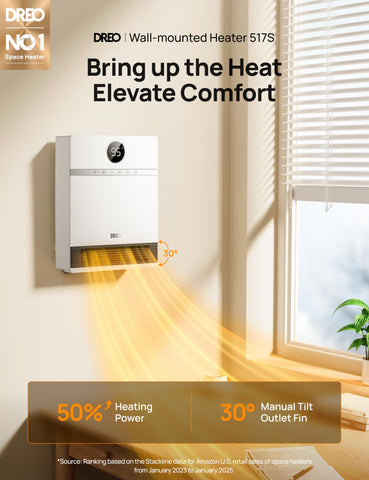 DREO wall heater remote control enables convenient adjustments from across the room