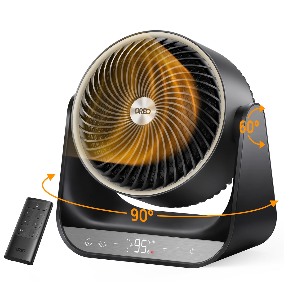 DREO 714 front view shows compact heater for cozy spaces