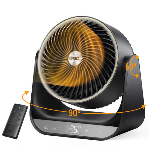 DREO 714 front view shows compact heater for cozy spaces