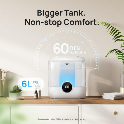 DREO humidifier provides up to 60 hours of quiet operation